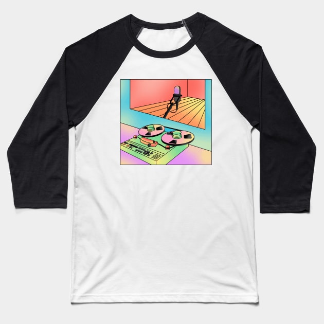 Retrowave oldschool recording studio Baseball T-Shirt by Art Deck